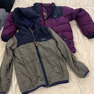 4 piece set - winter coat (1 lightweight 1 puffer) + snow pants to match +hat